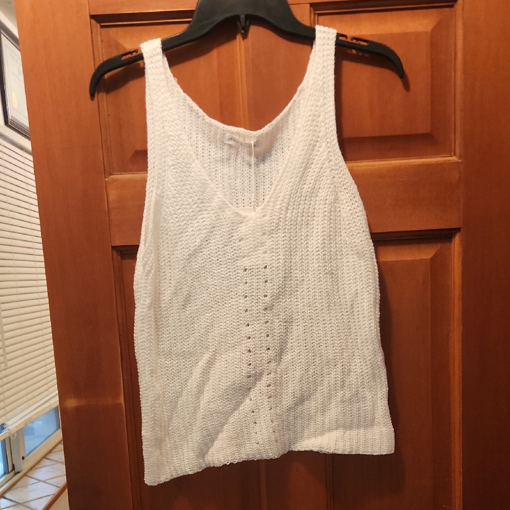 Active USA White Knit Tank Top